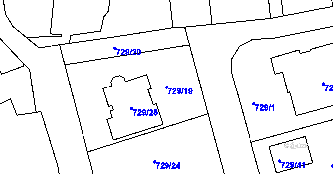 Parcela st. 729/19 v KÚ Olomučany, Katastrální mapa
