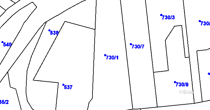 Parcela st. 730/1 v KÚ Olomučany, Katastrální mapa