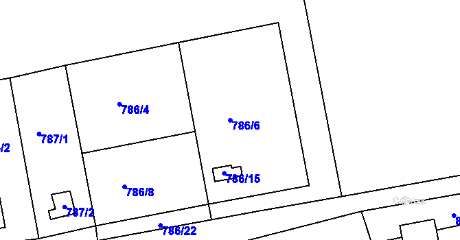 Parcela st. 786/6 v KÚ Olomučany, Katastrální mapa