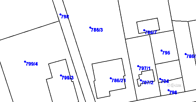 Parcela st. 786/12 v KÚ Olomučany, Katastrální mapa