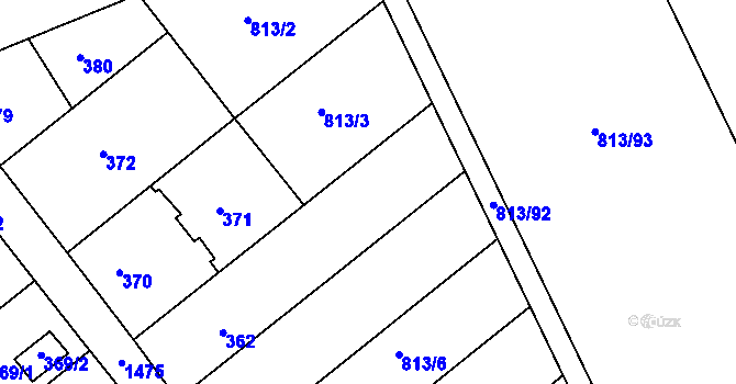 Parcela st. 813/4 v KÚ Olomučany, Katastrální mapa