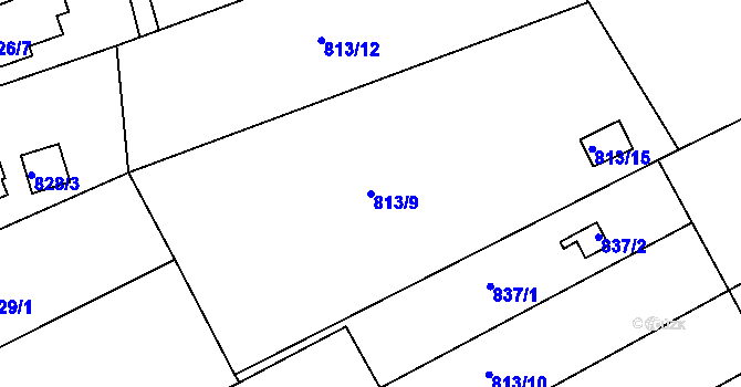 Parcela st. 813/9 v KÚ Olomučany, Katastrální mapa