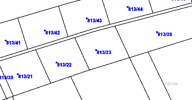 Parcela st. 813/23 v KÚ Olomučany, Katastrální mapa