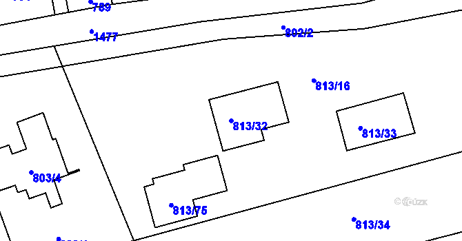 Parcela st. 813/32 v KÚ Olomučany, Katastrální mapa