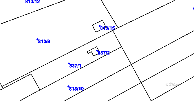 Parcela st. 837/2 v KÚ Olomučany, Katastrální mapa