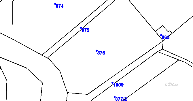 Parcela st. 876 v KÚ Olomučany, Katastrální mapa