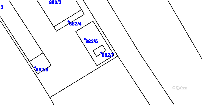 Parcela st. 882/7 v KÚ Olomučany, Katastrální mapa