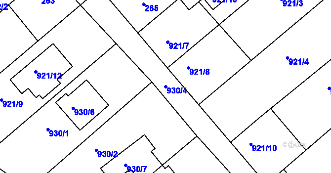 Parcela st. 930/4 v KÚ Olomučany, Katastrální mapa
