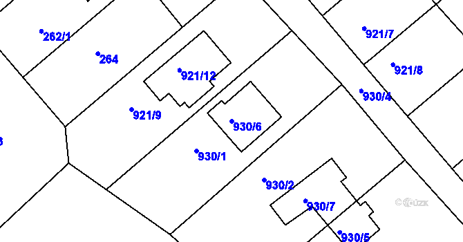 Parcela st. 930/6 v KÚ Olomučany, Katastrální mapa