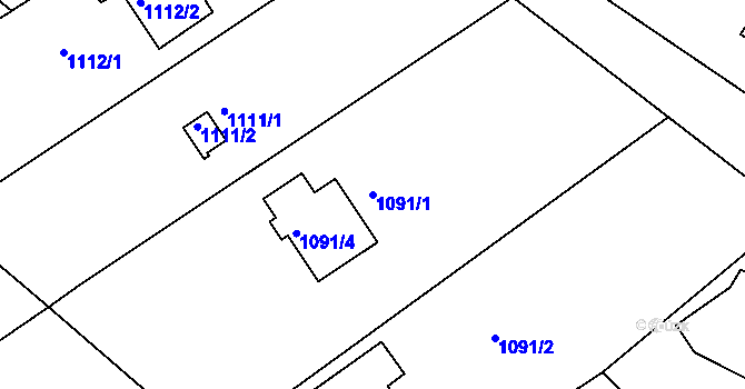 Parcela st. 1091/1 v KÚ Olomučany, Katastrální mapa