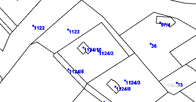 Parcela st. 1124/2 v KÚ Olomučany, Katastrální mapa