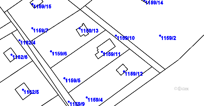 Parcela st. 1159/11 v KÚ Olomučany, Katastrální mapa