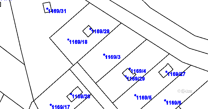 Parcela st. 1169/3 v KÚ Olomučany, Katastrální mapa