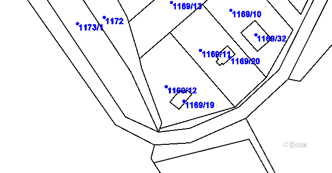 Parcela st. 1169/12 v KÚ Olomučany, Katastrální mapa
