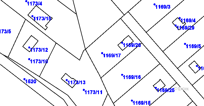 Parcela st. 1169/17 v KÚ Olomučany, Katastrální mapa