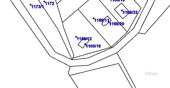 Parcela st. 1169/19 v KÚ Olomučany, Katastrální mapa
