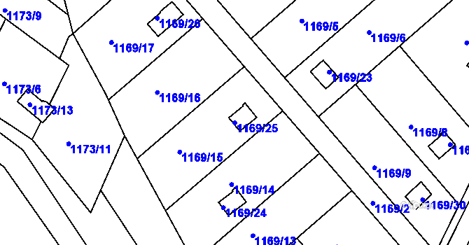 Parcela st. 1169/25 v KÚ Olomučany, Katastrální mapa