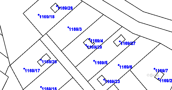 Parcela st. 1169/29 v KÚ Olomučany, Katastrální mapa