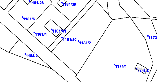 Parcela st. 1181/2 v KÚ Olomučany, Katastrální mapa