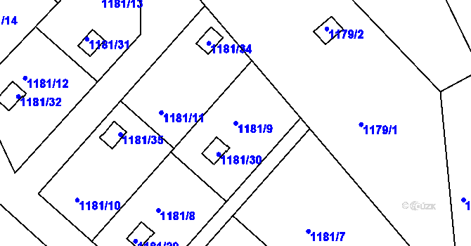 Parcela st. 1181/9 v KÚ Olomučany, Katastrální mapa