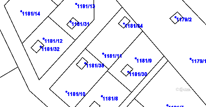 Parcela st. 1181/11 v KÚ Olomučany, Katastrální mapa
