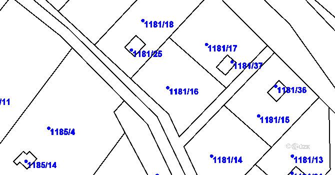 Parcela st. 1181/16 v KÚ Olomučany, Katastrální mapa