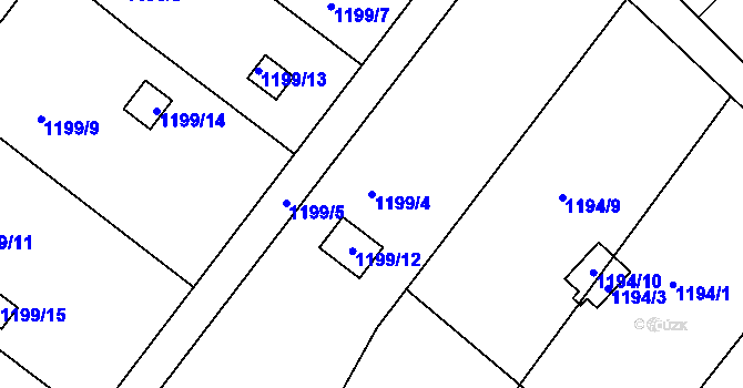 Parcela st. 1199/4 v KÚ Olomučany, Katastrální mapa