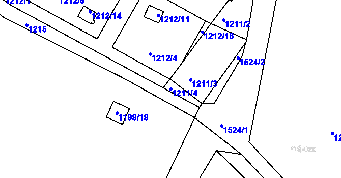 Parcela st. 1211/4 v KÚ Olomučany, Katastrální mapa