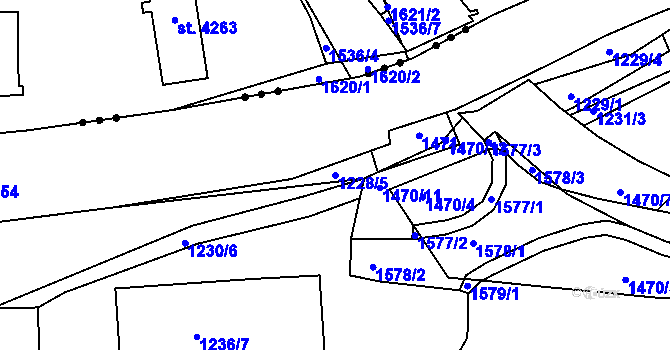 Parcela st. 1228/5 v KÚ Olomučany, Katastrální mapa