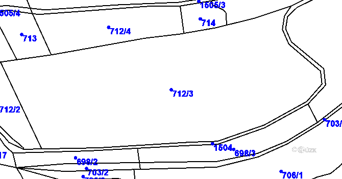 Parcela st. 712/3 v KÚ Olomučany, Katastrální mapa