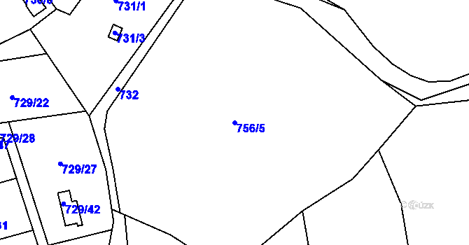 Parcela st. 756/5 v KÚ Olomučany, Katastrální mapa