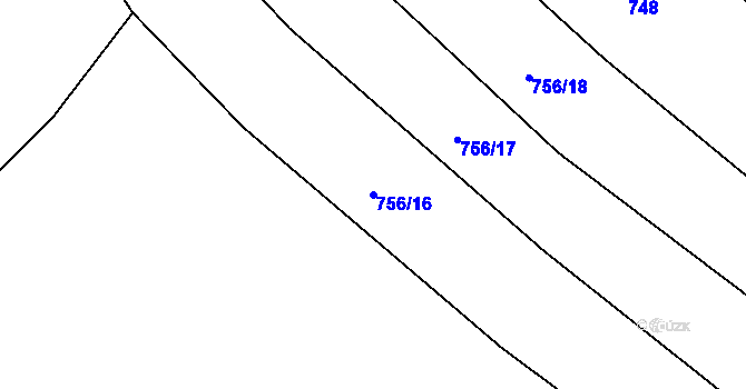 Parcela st. 756/16 v KÚ Olomučany, Katastrální mapa
