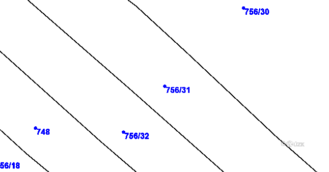 Parcela st. 756/31 v KÚ Olomučany, Katastrální mapa