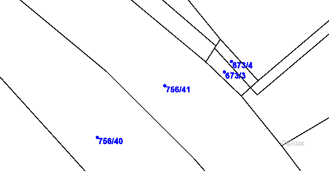 Parcela st. 756/41 v KÚ Olomučany, Katastrální mapa
