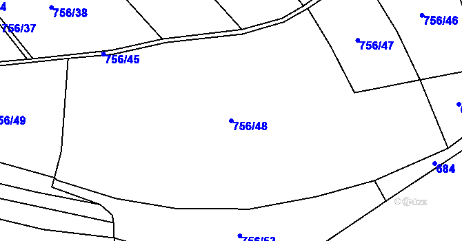Parcela st. 756/48 v KÚ Olomučany, Katastrální mapa