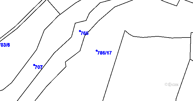 Parcela st. 786/17 v KÚ Olomučany, Katastrální mapa
