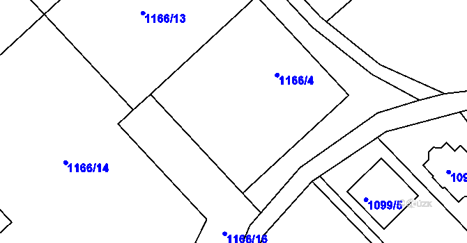 Parcela st. 1166/2 v KÚ Olomučany, Katastrální mapa