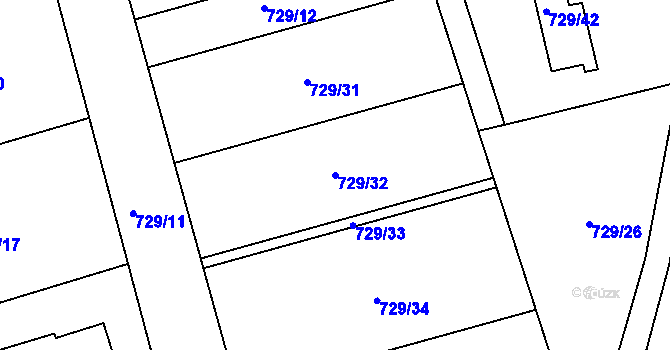 Parcela st. 729/32 v KÚ Olomučany, Katastrální mapa
