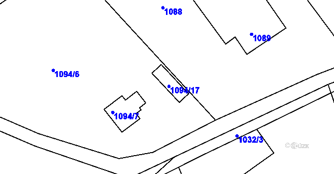 Parcela st. 1094/17 v KÚ Olomučany, Katastrální mapa