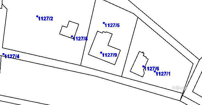 Parcela st. 1127/9 v KÚ Olomučany, Katastrální mapa