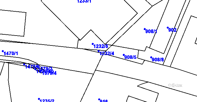 Parcela st. 1232/4 v KÚ Olomučany, Katastrální mapa