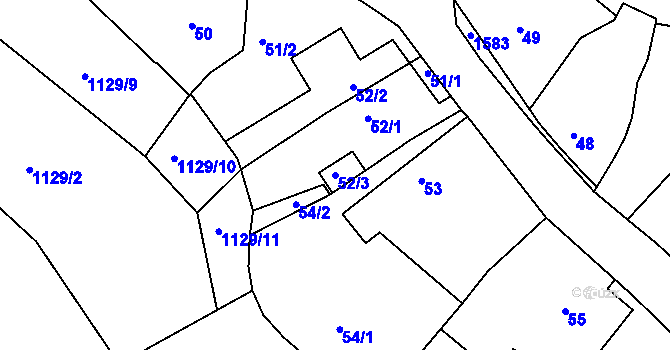 Parcela st. 52/3 v KÚ Olomučany, Katastrální mapa