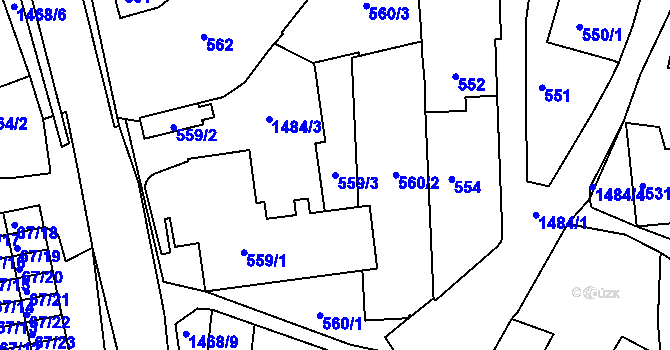 Parcela st. 559/3 v KÚ Olomučany, Katastrální mapa