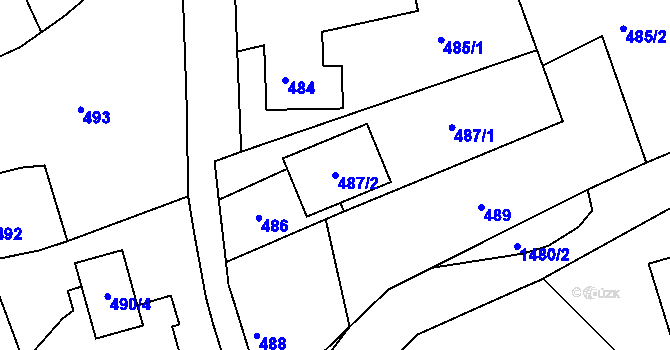 Parcela st. 487/2 v KÚ Olomučany, Katastrální mapa