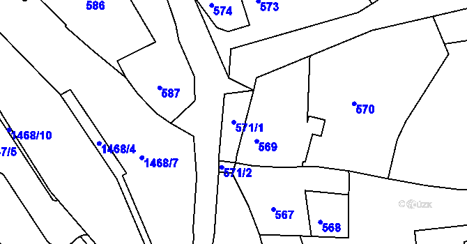 Parcela st. 571/1 v KÚ Olomučany, Katastrální mapa