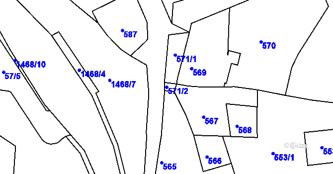 Parcela st. 571/2 v KÚ Olomučany, Katastrální mapa