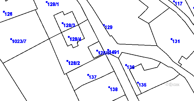 Parcela st. 128/5 v KÚ Olomučany, Katastrální mapa