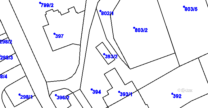 Parcela st. 393/2 v KÚ Olomučany, Katastrální mapa
