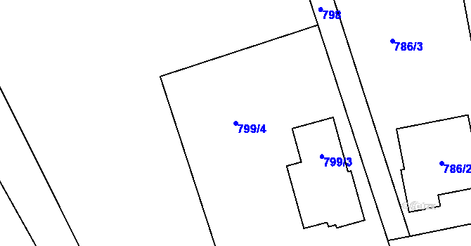 Parcela st. 799/4 v KÚ Olomučany, Katastrální mapa