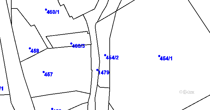 Parcela st. 454/2 v KÚ Olomučany, Katastrální mapa